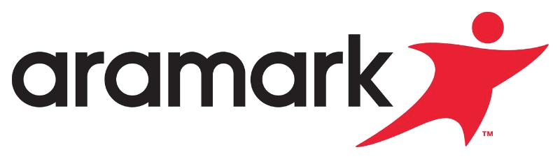 Aramark logo consisting of the company name in black text followed by a red stylized star-shaped figure.