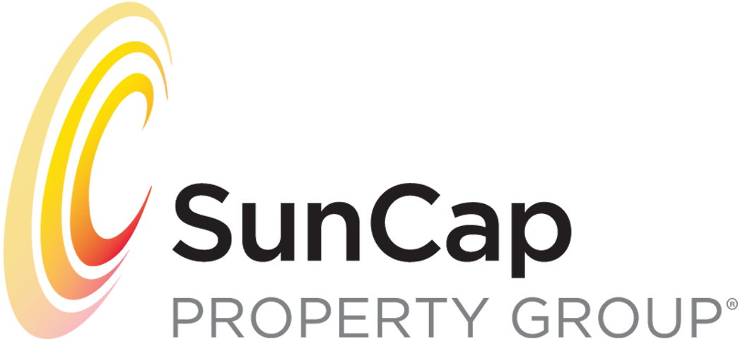 SunCap Property Group logo featuring a stylized yellow and orange sun icon next to the company name.
